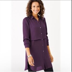 J. Jill burgundy purple tunic shirt dress S EUC